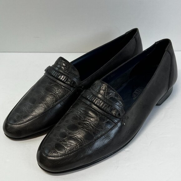 Giorgio Brutini Mens Embossed Leather Slip On Loafer Shoes Black Size 9.5 - Picture 1 of 9